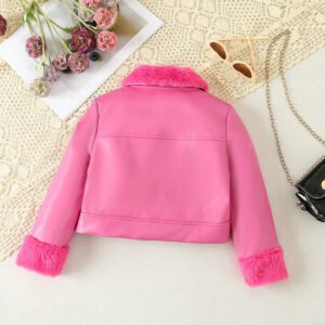 New girls' of fashionable flipped neck mouth fur short fashion and versatile jacket for small and medium-sized children - Image 7