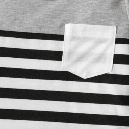 Toddler Boy Stripe Splice Chest Pocket Decor Long-sleeve Tee - Image 5