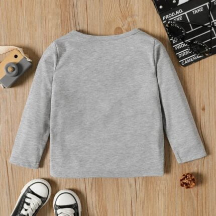 Toddler Boy Stripe Splice Chest Pocket Decor Long-sleeve Tee - Image 3