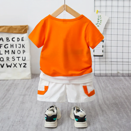 2pcs Toddler Boy Trendy Letter Print Tee and Shorts Set - Image 3