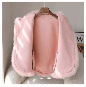 New Lady Cloak Fox Fur Coat: Women's Tweed Cashmere Coat Mid-length Young - Image 8