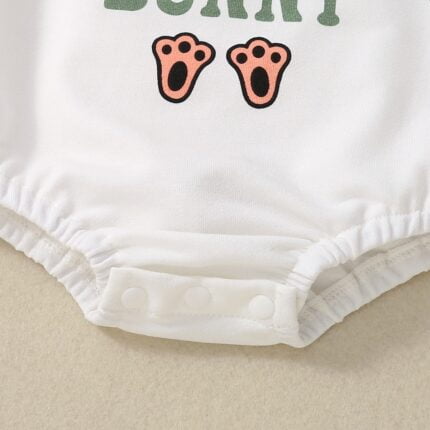 Cross-border infant girl resurrection rabbit print pink green color-blocked long-sleeved triangle ha - Image 4