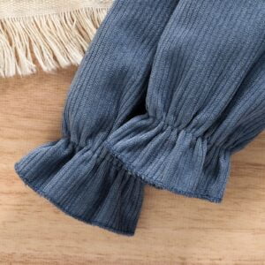 Trade Children's Clothing Version Girls Small and Medium-sized Children Corduroy Retro Denim Blue Long Sleeve Children's Dress with Backpack - Image 9