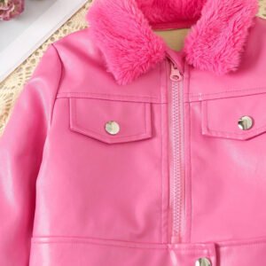 New girls' of fashionable flipped neck mouth fur short fashion and versatile jacket for small and medium-sized children - Image 9