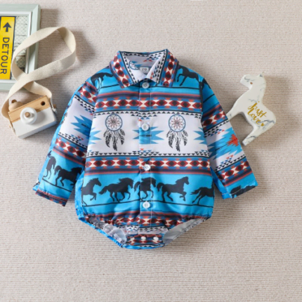 Cross-border 3-24m baby bag fart clothes for newborns toddler clothes long sleeves clothes triangle climbing baby one-piece clothes - Image 4