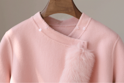 New Lady Cloak Fox Fur Coat: Women's Tweed Cashmere Coat Mid-length Young - Image 9