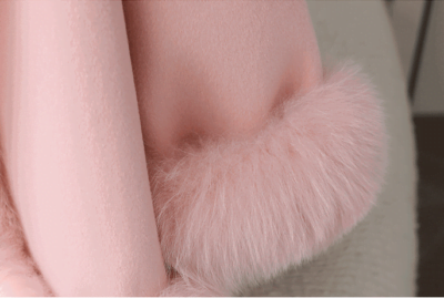 New Lady Cloak Fox Fur Coat: Women's Tweed Cashmere Coat Mid-length Young - Image 13