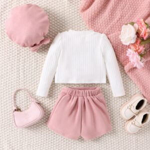 Children's clothing version of winter small fragrance style knitting cross design long sleeves tweed short skirt hat tide fan girl suit - Image 2