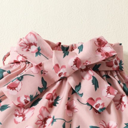 Children's summer cotton kids t-shirt two-piece set girls short sleeve top baby print shorts set - Image 6