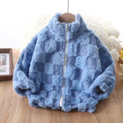 Children's fleece jacket new cardigan padded top, zipper, stand collar, children's boys, boys and girls, baby children's clothing - Image 5