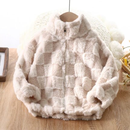 Children's fleece jacket new cardigan padded top, zipper, stand collar, children's boys, boys and girls, baby children's clothing - Image 7