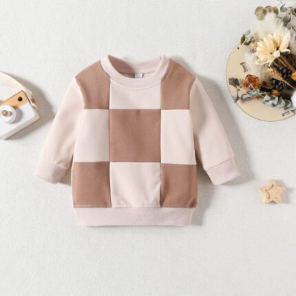 Spot boys' clothes, new fashion plaid sweatshirts, long sleeved round neck undershirts, children's clothes, foreign trade - Image 2