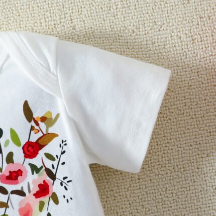 summer new 0-12 months newborn cute flower print home short-sleeved triangle climbing shorts suit - Image 8