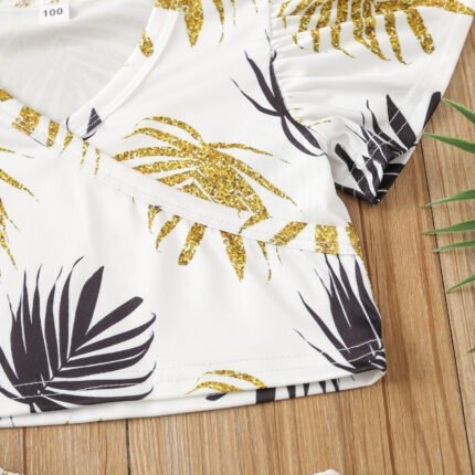 Baby girls summer clothes new girls vacation set 1-5 years old foreign fashion short sleeve shorts two-piece set - Image 5