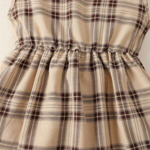 Girls' Spring and Autumn New Version Hit Solid Color Long-Sleeved Top + Two Plaid Printed Dresses - Image 8