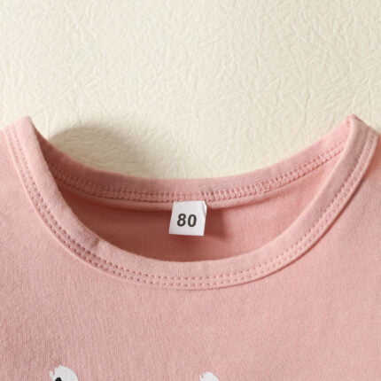 Children's summer cotton kids t-shirt two-piece set girls short sleeve top baby print shorts set - Image 8