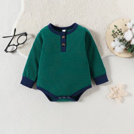 New baby bag  spring and striped baby onesie long sleeves newborn spring clothes triangle crawling clothes - Image 4