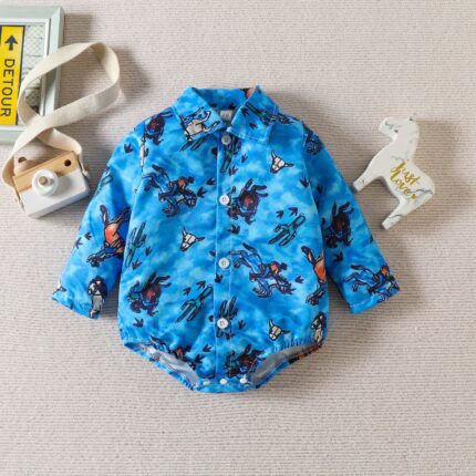 Cross-border 3-24m baby bag fart clothes for newborns toddler clothes long sleeves clothes triangle climbing baby one-piece clothes - Image 3