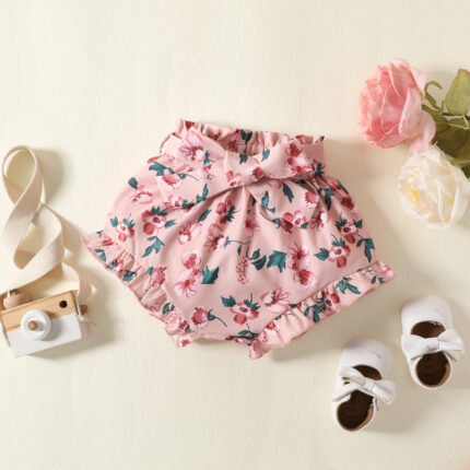 Children's summer cotton kids t-shirt two-piece set girls short sleeve top baby print shorts set - Image 5