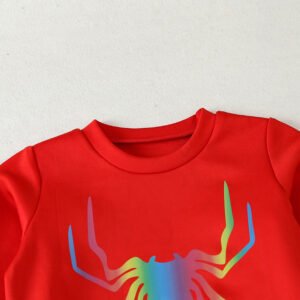 Autumn and winter casual fashion versatile solid color fluorescent spider suit for children two-piece suit - Image 3