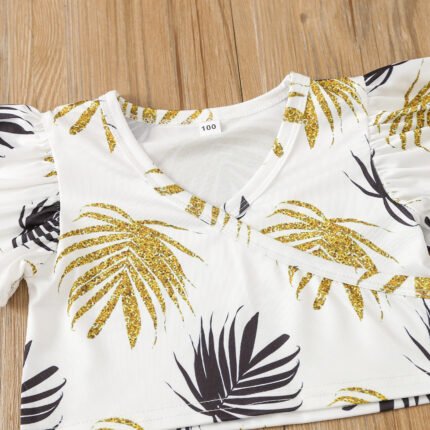 Baby girls summer clothes new girls vacation set 1-5 years old foreign fashion short sleeve shorts two-piece set - Image 4