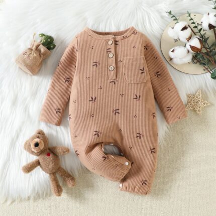 New Baby Clothes Baby One-Piece Long Sleeve Newborn Clothes Crawl Clothes - Image 3