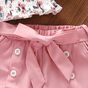 Girls' Suit Summer New Printed Suspenders Short Sleeve Top Shorts Two-Piece Children's Wear - Image 5