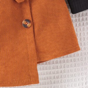 Children's clothing fashion girls autumn and winter suits, solid color long-sleeved tops + corduroy skirts with belts - Image 7