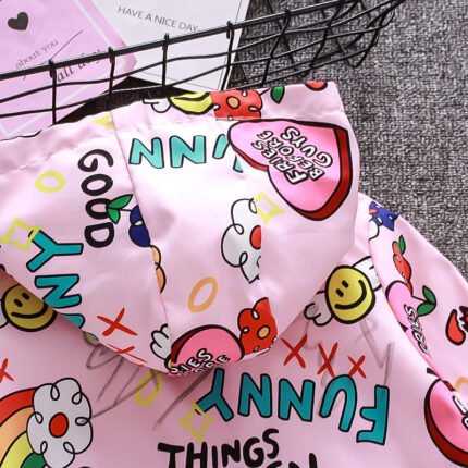 children's jacket new children's full print cartoon unicorn jacket girl jacket cardigan windproof - Image 5