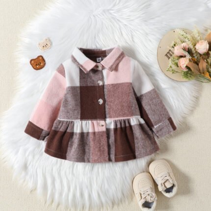 Girl Single Breasted Cardigan Jacket Clothes New Long Sleeve Jacket Plaid Jacket Children - Image 2