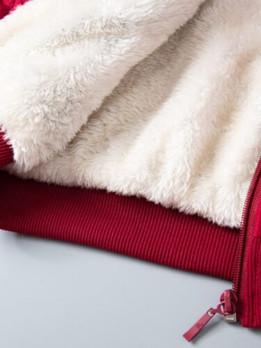 Children's cotton clothes of loose short lambswool stitching, fleece thickened cotton clothes, hooded children's jacket - Image 6