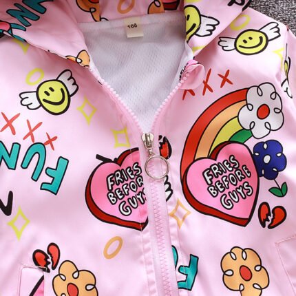 children's jacket new children's full print cartoon unicorn jacket girl jacket cardigan windproof - Image 3