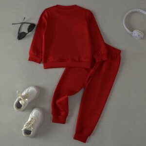 Autumn and winter casual fashion versatile solid color fluorescent spider suit for children two-piece suit - Image 2