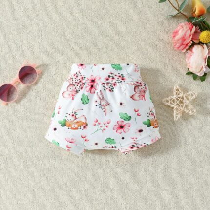 summer new 0-12 months newborn cute flower print home short-sleeved triangle climbing shorts suit - Image 9
