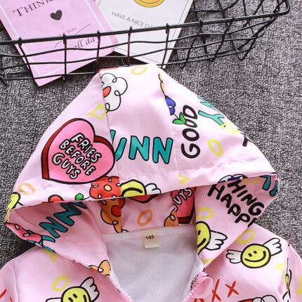 children's jacket new children's full print cartoon unicorn jacket girl jacket cardigan windproof - Image 6