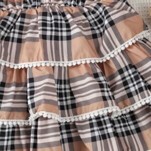 New Girls Summer Fashion Style Small Plaid Cake Skirt Children's Fashionable Side Vest Suspenders with Hats - Image 7