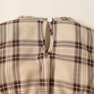 Girls' Spring and Autumn New Version Hit Solid Color Long-Sleeved Top + Two Plaid Printed Dresses - Image 9