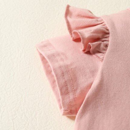 Children's summer cotton kids t-shirt two-piece set girls short sleeve top baby print shorts set - Image 9