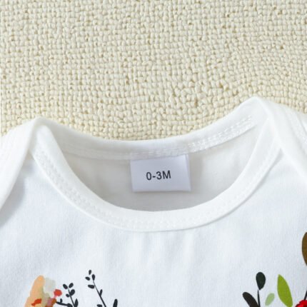 summer new 0-12 months newborn cute flower print home short-sleeved triangle climbing shorts suit - Image 7