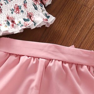 Girls' Suit Summer New Printed Suspenders Short Sleeve Top Shorts Two-Piece Children's Wear - Image 6
