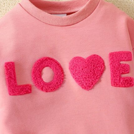 Foreign trade European and American infant LOVE embroidered long-sleeved Harbin clothes spring and autumn new home triangle climbing suit jumpsuit - Image 5