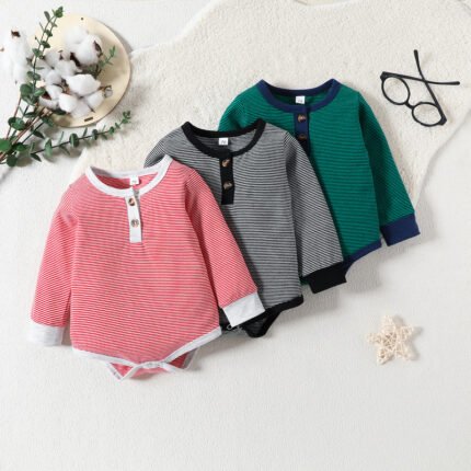 New baby bag  spring and striped baby onesie long sleeves newborn spring clothes triangle crawling clothes