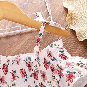 Girls' Suit Summer New Printed Suspenders Short Sleeve Top Shorts Two-Piece Children's Wear - Image 4