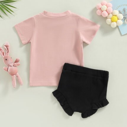 Foreign trade new Easter children's suit, spring children's clothes, girls' T-shirt + shorts, two-piece suit, baby foreign summer dress - Image 7