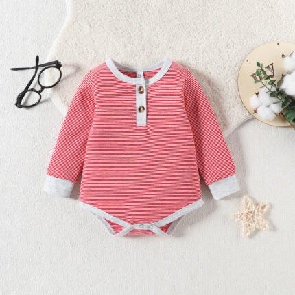New baby bag  spring and striped baby onesie long sleeves newborn spring clothes triangle crawling clothes - Image 2