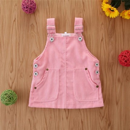 Girls' Spring And Autumn Clothing Corduroy Cute Suspender Skirt - Image 3