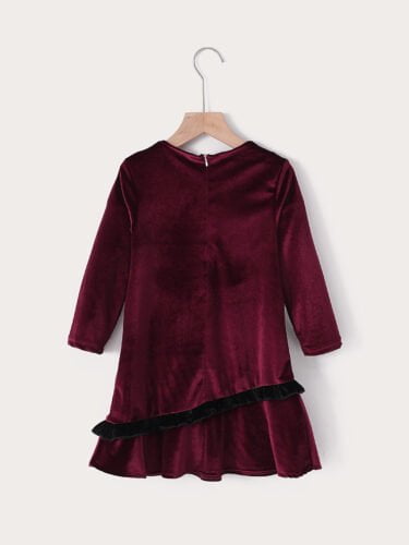 Girls New Popular Solid Color Long sleeved V-neck Fashion Princess Lace Dress for Children - Image 5