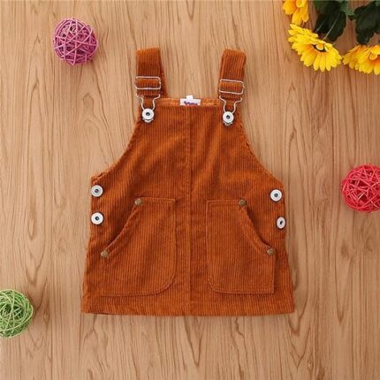 Girls' Spring And Autumn Clothing Corduroy Cute Suspender Skirt - Image 4