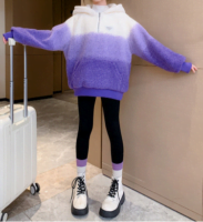 Girls' sweater new foreign children's gradient lambswool sweatshirt jacket cotton thickened winter clothing tide