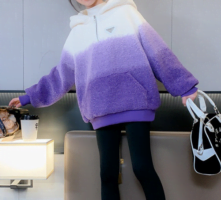 Girls' sweater new foreign children's gradient lambswool sweatshirt jacket cotton thickened winter clothing tide - Image 2